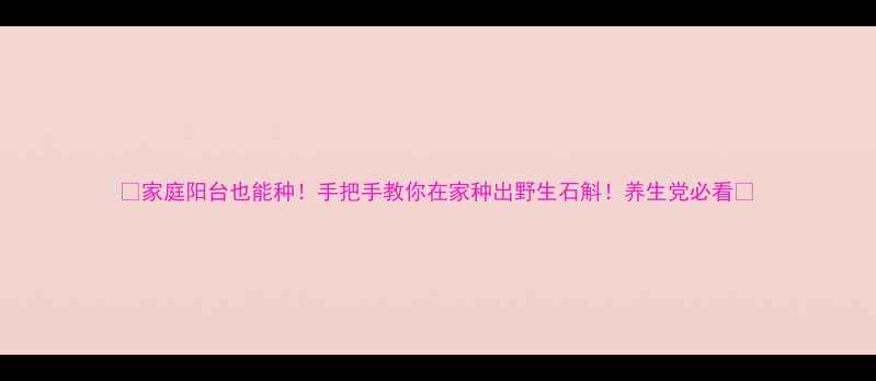 图片 🌿家庭阳台也能种！手把手教你在家种出野生石斛！养生党必看🌿