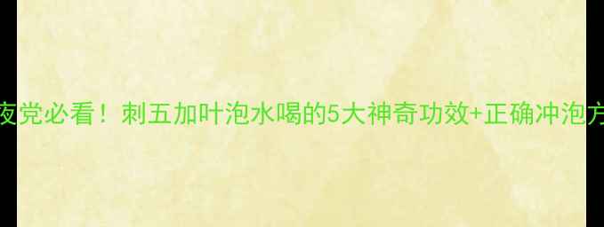 熬夜党必看刺五加叶泡水喝的5大神奇功效正确冲泡方法