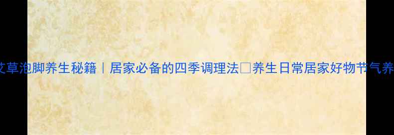艾草泡脚养生秘籍居家必备的四季调理法养生日常居家好物节气养生