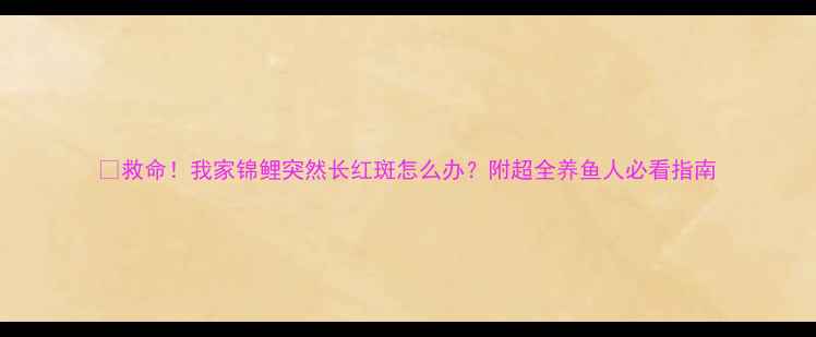 图片 🐟救命！我家锦鲤突然长红斑怎么办？附超全养鱼人必看指南