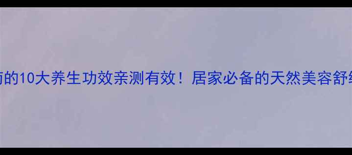 洋甘菊的10大养生功效亲测有效居家必备的天然美容舒缓神器