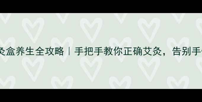 两孔艾灸盒养生全攻略手把手教你正确艾灸告别手忙脚乱