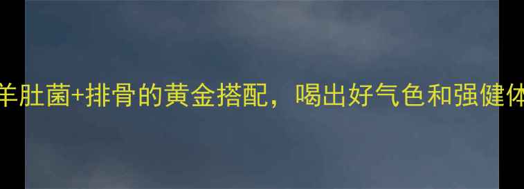 秋冬必喝鱼胶羊肚菌排骨的黄金搭配喝出好气色和强健体魄养生汤底秘籍