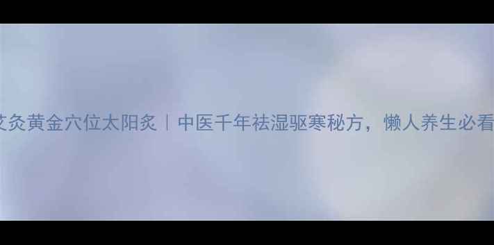 艾灸黄金穴位太阳炙中医千年祛湿驱寒秘方懒人养生必看